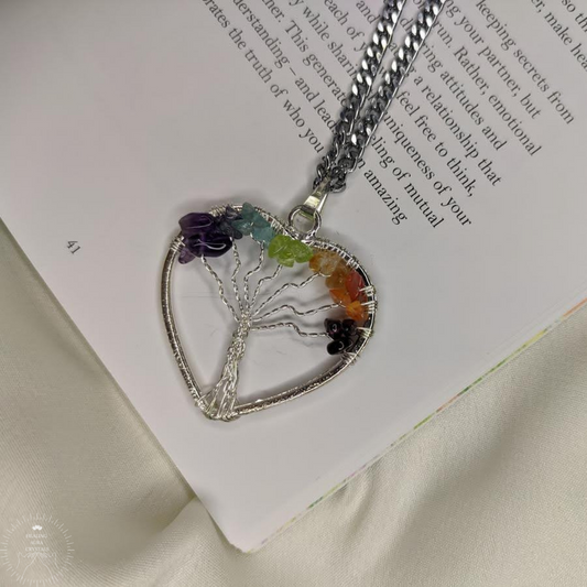 7 Chakra Tree of Life Heart Pendant