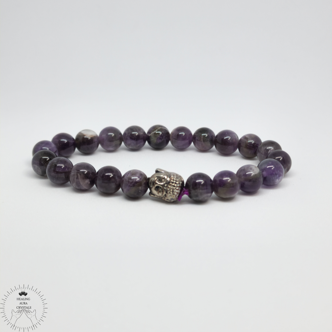 Amethyst Bracelet with Buddha Charm (8mm)
