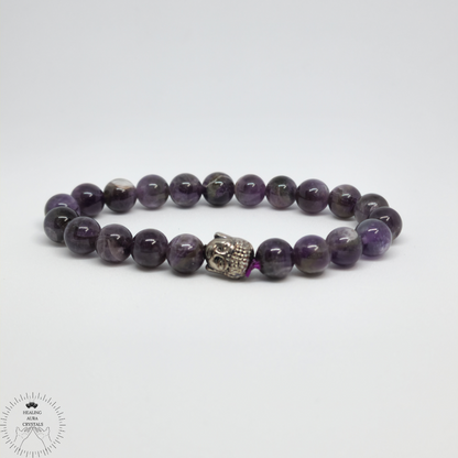 Amethyst Bracelet with Buddha Charm (8mm)