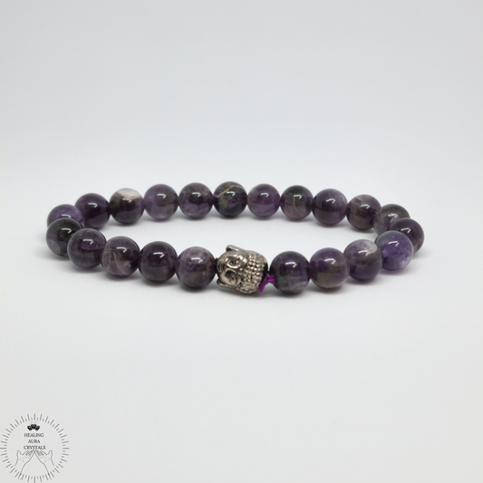 Amethyst Bracelet with Buddha Charm