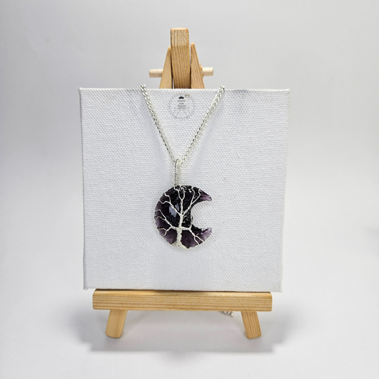 Amethyst Moon Pendant Wire Wrapped