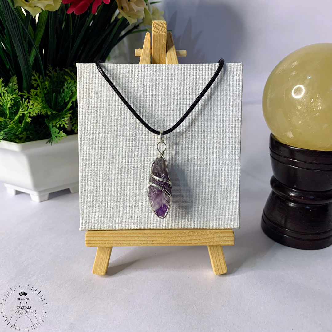 Amethyst Raw Pendant Wire Wrapped