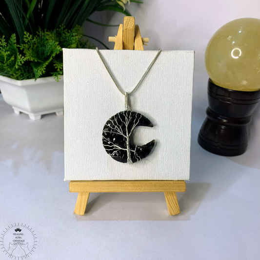 Black Obsidian Moon Pendant