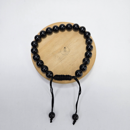 Black Tourmaline Bracelet - Single Layer Adjustable