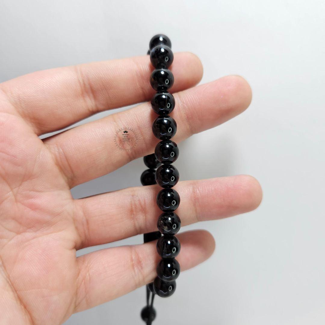 Black Tourmaline Bracelet - Single Layer Adjustable