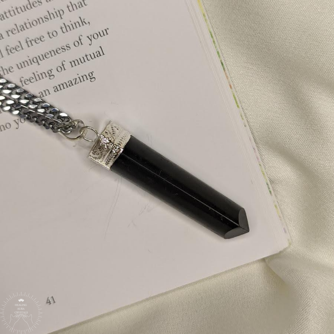 Black tourmaline pencil online pendant