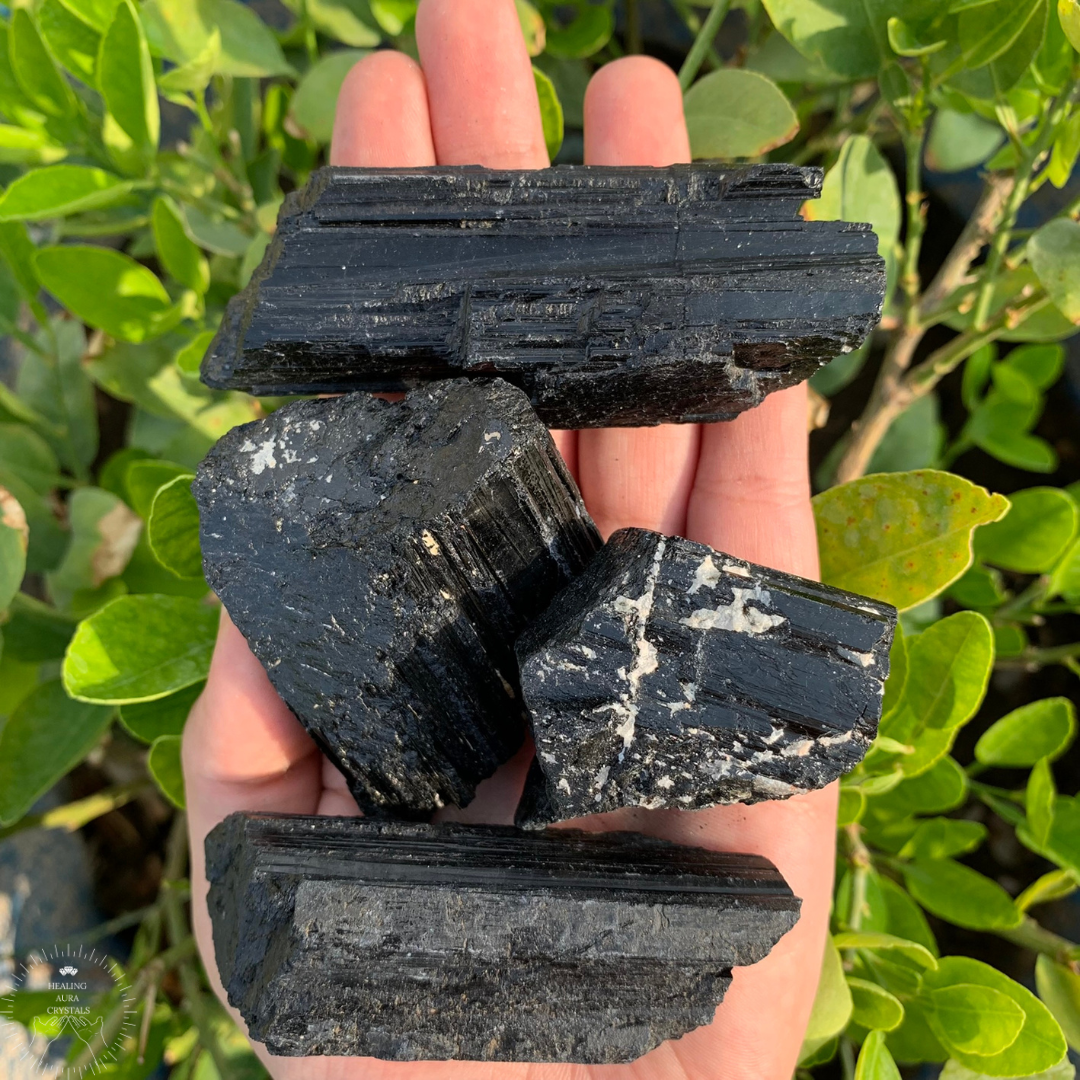 Black tourmaline raw crystal deals