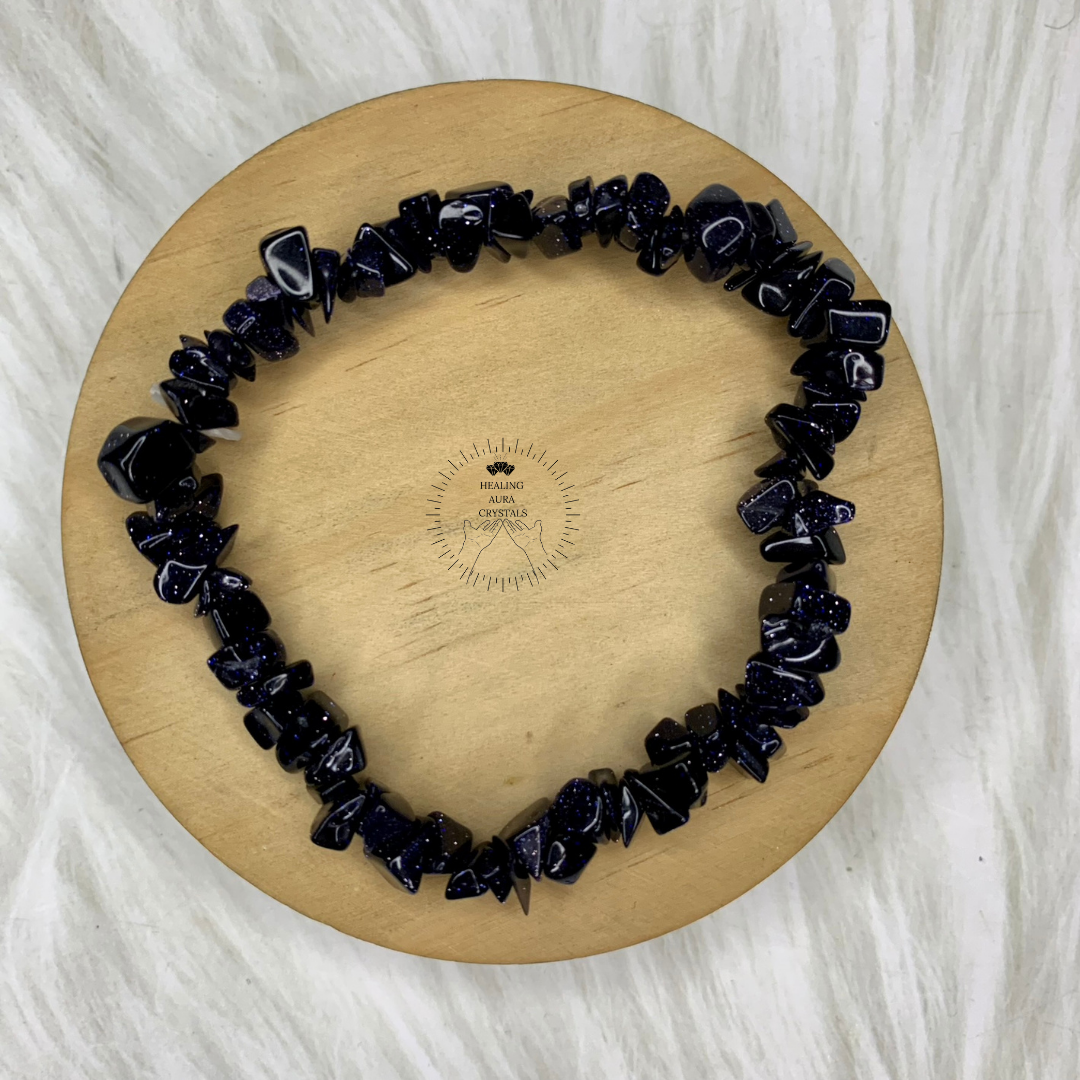 Blue Goldstone Chip Bracelet