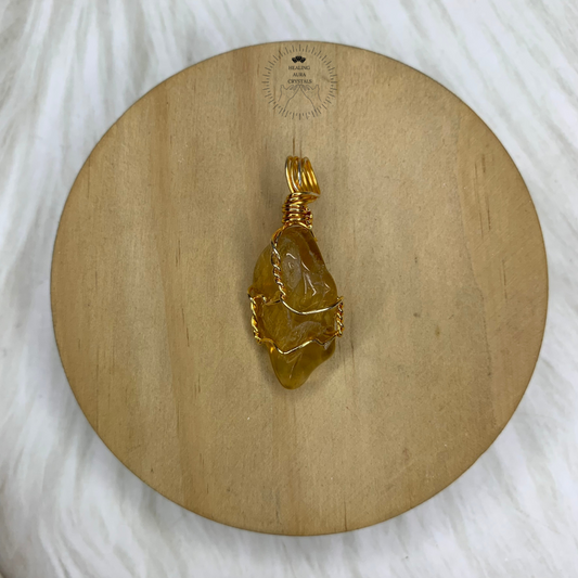 Citrine Tumble Wire Wrapped Pendant