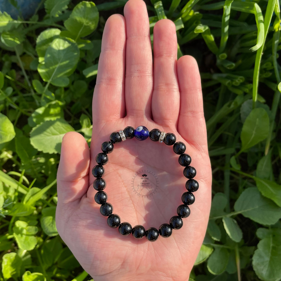 Evil Eye & Black Onyx Bracelet (8mm)