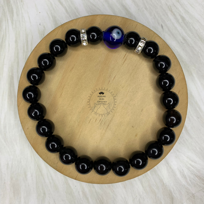 Evil Eye & Black Onyx Bracelet (8mm)