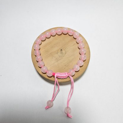 Rose Quartz Bracelet - Single Layer Adjustable (8mm)