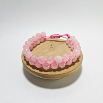 Rose Quartz Bracelet - Double Layer Adjustable